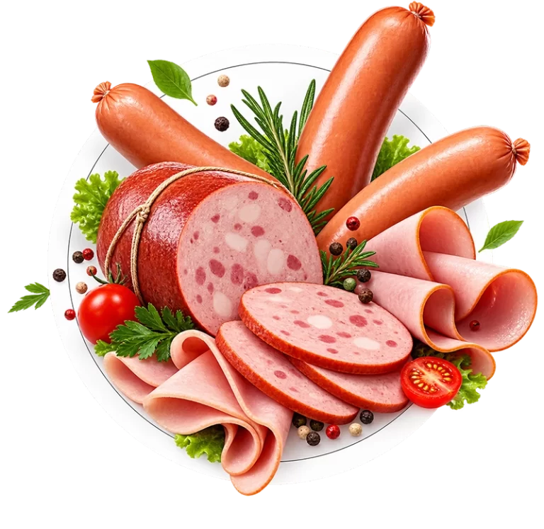 Sliced halal mortadella and cold cuts on a plate