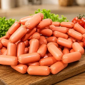 Boof Beef Cocktail sausages on a cutting board